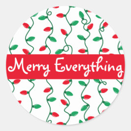 Rote und grüne Weihnachtsbeleuchtung l Merry alles Runder Aufkleber