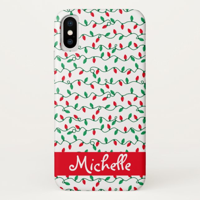 Rote und grüne Weihnachtsbeleuchtung l Name Case-Mate iPhone Hülle (Rückseite)