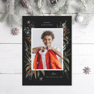Rote und grüne Weihnachtsbepflanzung Foto Feiertagskarte
