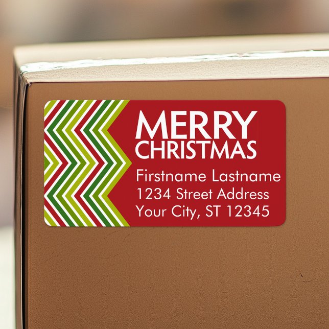 Rote und grüne Weihnachtschenken Adressaufkleber (Personalized return address label)