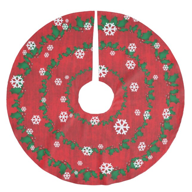 Rote und grüne Weihnachtsfeier Polyester Weihnachtsbaumdecke (Vorderseite)