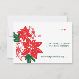 Rote und grüne Weihnachtsfeiertage Poinsettias Einladung