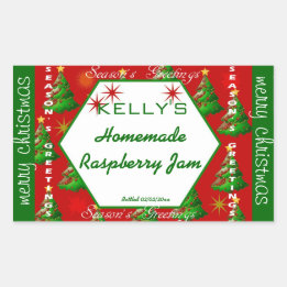 Rote und grüne Weihnachtsnachtsmarke Rechteckiger Aufkleber