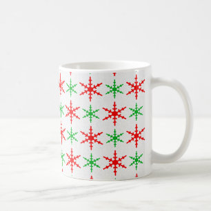 Rote und grüne Weihnachtsschneeflocken Tasse