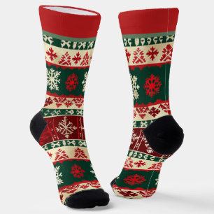 Rote und grüne Weihnachtssocken mit Namen Socken