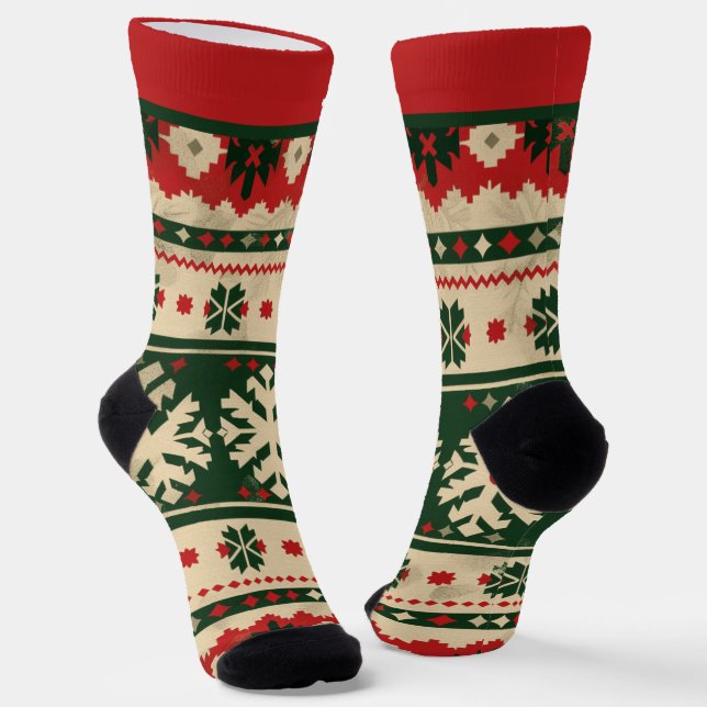 Rote und grüne Weihnachtssocken mit Namen Socken (Gewinkelt)
