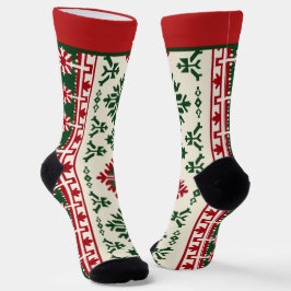Rote und grüne Weihnachtssocken mit Namen Socken