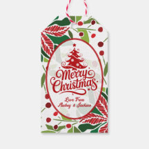 Rote und Grüne Weihnachtsstern-Geschenkkarte