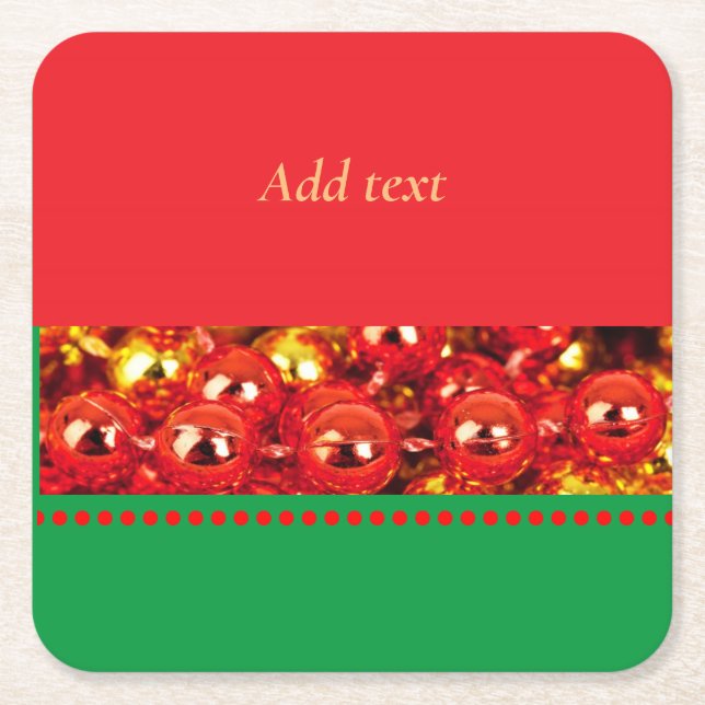 Rote und grüne Weihnachtsvorlage Rechteckiger Pappuntersetzer (Vorderseite)