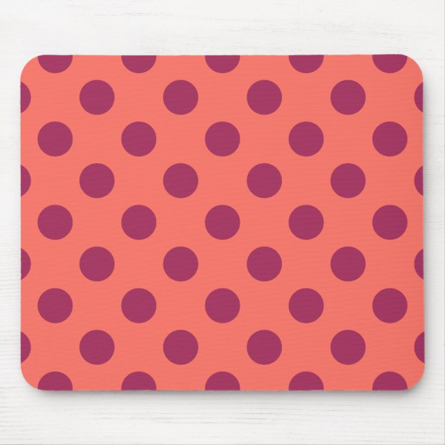 Rote und lebende Korallenpolka-Punkte Mousepad (Vorne)