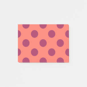 Rote und lebende Korallenpolka-Punkte Post-it Klebezettel