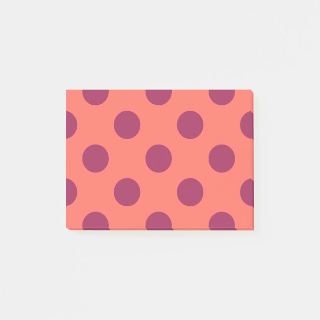 Rote und lebende Korallenpolka-Punkte Post-it Klebezettel (Vorderseite)
