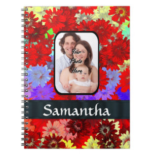 Rote und lila Blumenmuster Notizblock