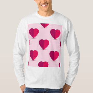 Rote und Lila Herzen auf rosa Hintergrund T-Shirt