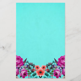 Rote und lila Rose türkis Briefpapier