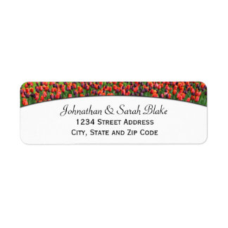 Rote und Lila Tulip-Rücksendeadressen-Aufkleber