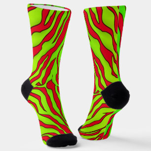 Rote und Limone Tiger Streifen Tierfarbe 1 Socken