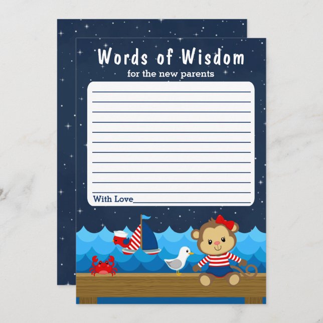 Rote und Marineblaute der männlichen Affen Einladung (Vorne/Hinten)