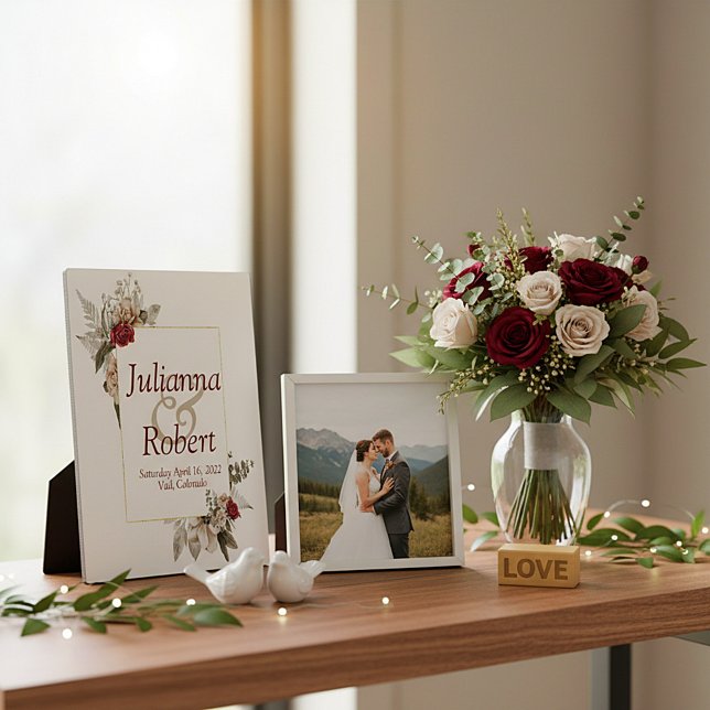 Rote und nebelfarbene Hochzeitsfeier Fotoplatte (Von Creator hochgeladen)