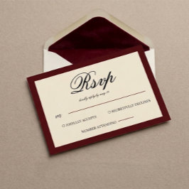 Rote und neutrale Vintage-Hochzeit RSVP Karte