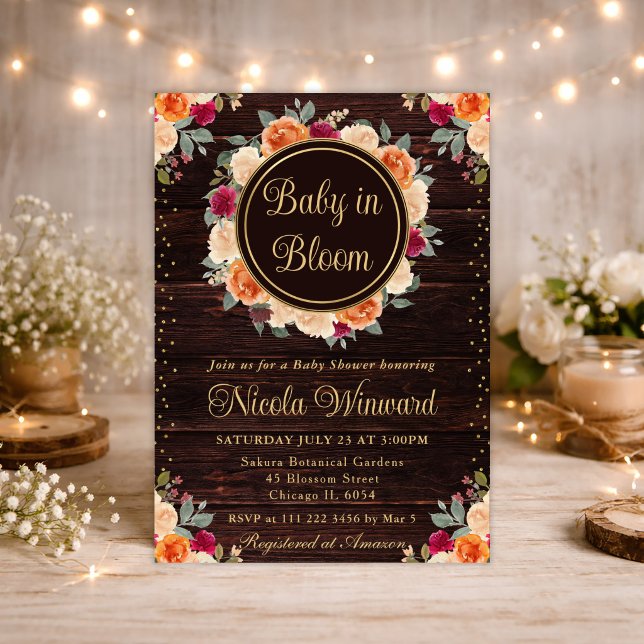 Rote und Orange Fall Blume Kinderdusche Einladung (Von Creator hochgeladen)