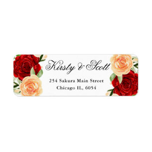 Rote und Orange Rosen Hochzeitsadresse