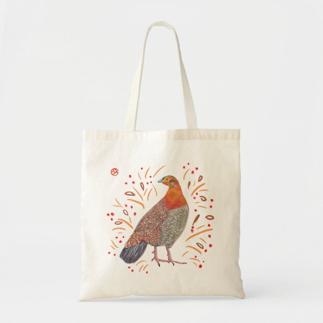 Rote und orange Vogel-Tasche Tragetasche (Vorne)