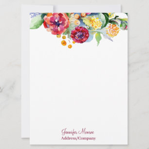 Rote und orange Wasserfarbe florale personalisiert Karte
