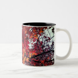 Rote und orangefarbene Blätter Zweifarbige Tasse