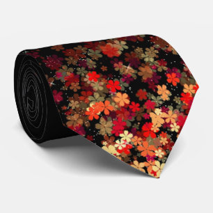 Rote und orangefarbene Blumencluster-Herren-Schwar Krawatte
