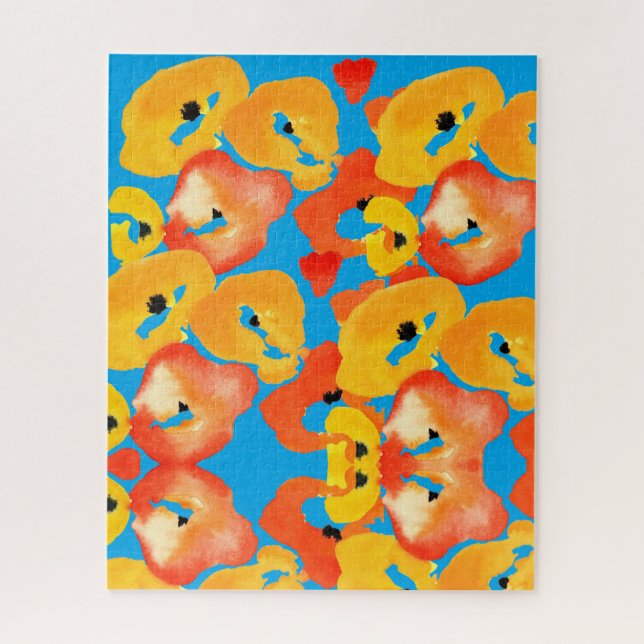 Rote und orangefarbene Mohnblumen Puzzle (Vertikal)