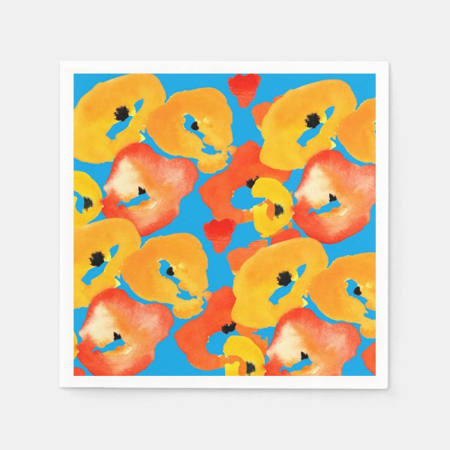 Rote und orangefarbene Mohnblumen Serviette (Vorderseite)