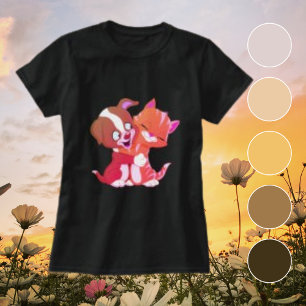 Rote und orangefarbene Niedliche Katze Kitten Natu T-Shirt
