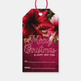 Rote und rosa Amaryllis Frohe WeihnachtsgeschenkTa Geschenkanhänger