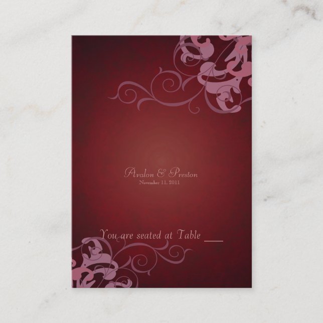 Rote und rosa Bildtrolltisch Platzkarte (Vorderseite)
