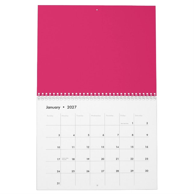 Rote und rosa Blume mit üppig grünem l Kalender (Jan 2027)