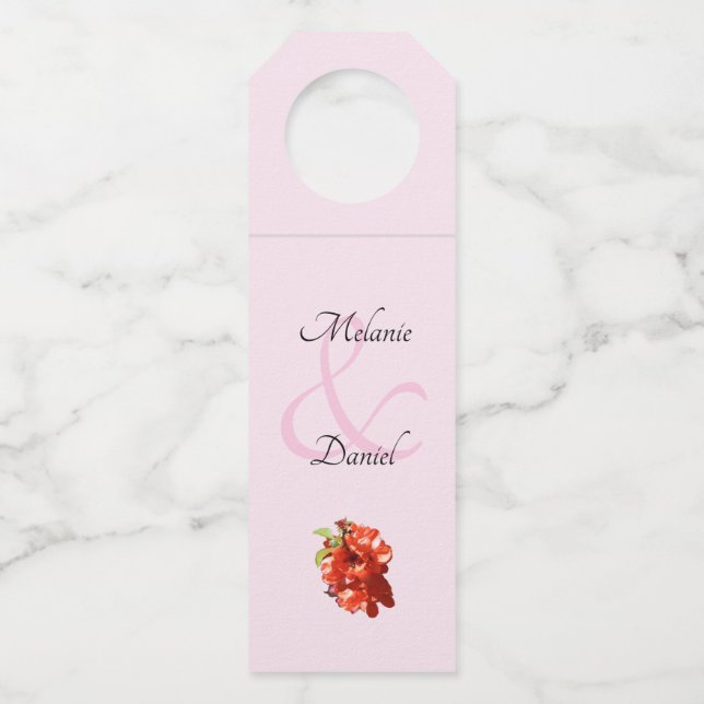 Rote und rosa Blumenzwiebeln Flaschenanhänger (Vorderseite)