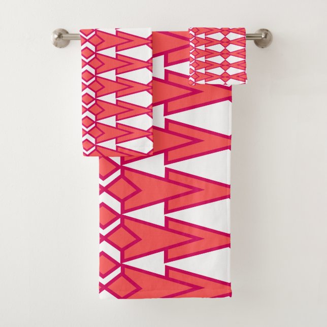 Rote und rosa Bowties Badhandtuch Set (Insitu)
