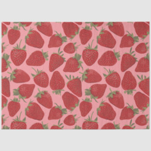Rote und rosa Erdbeeren Gemustert Seidenpapier