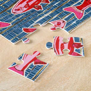 Rote und rosa Fische zum Valentinstag Schwierig Puzzle