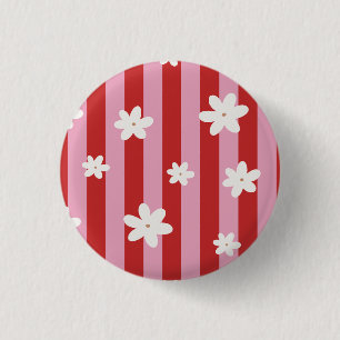 Rote und rosa gestreifte Blume Button