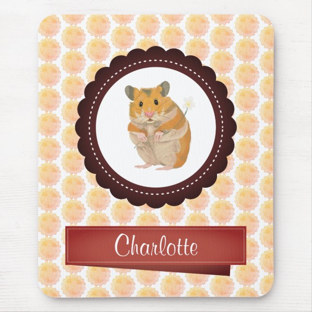 Rote und rosa Girls Hamster Mousepad (Vorne)
