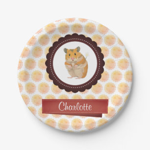 Rote und rosa Girls Hamster Pappteller