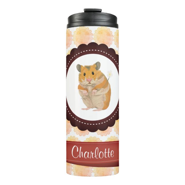 Rote und rosa Girls Hamster Thermosbecher (Vorderseite)