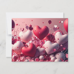 Rote und rosa Herzballons Feiertagskarte