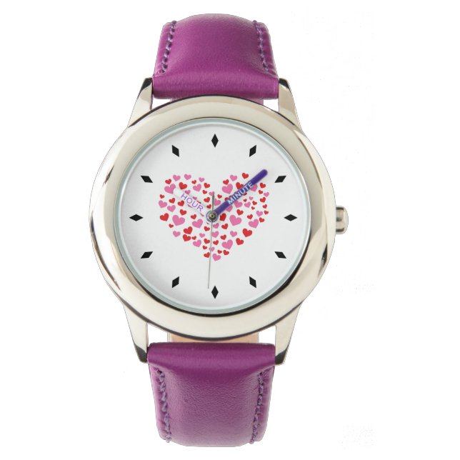 Rote und rosa Herzen Armbanduhr (Vorderseite)