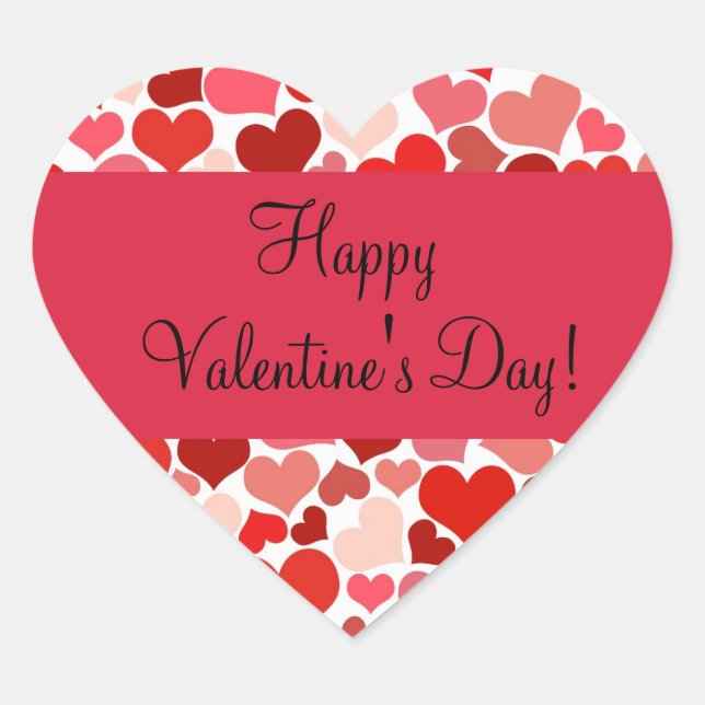 Rote und rosa Herzen auf einem HerzValentinstisch- Herz-Aufkleber (Vorderseite)