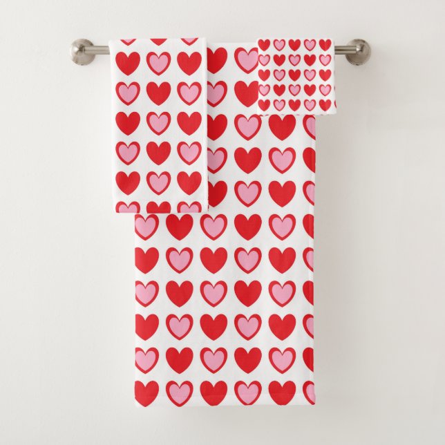 Rote und rosa Herzen Badhandtuch Set (Insitu)