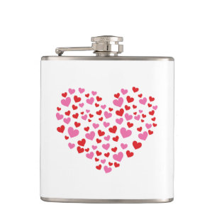 Rote und rosa Herzen Flachmann