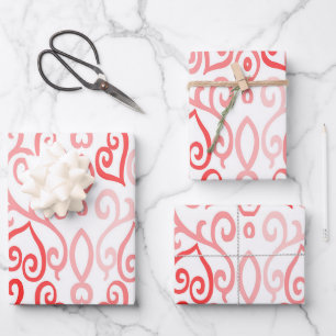 Rote und rosa Herzen Geschenkpapier Set
